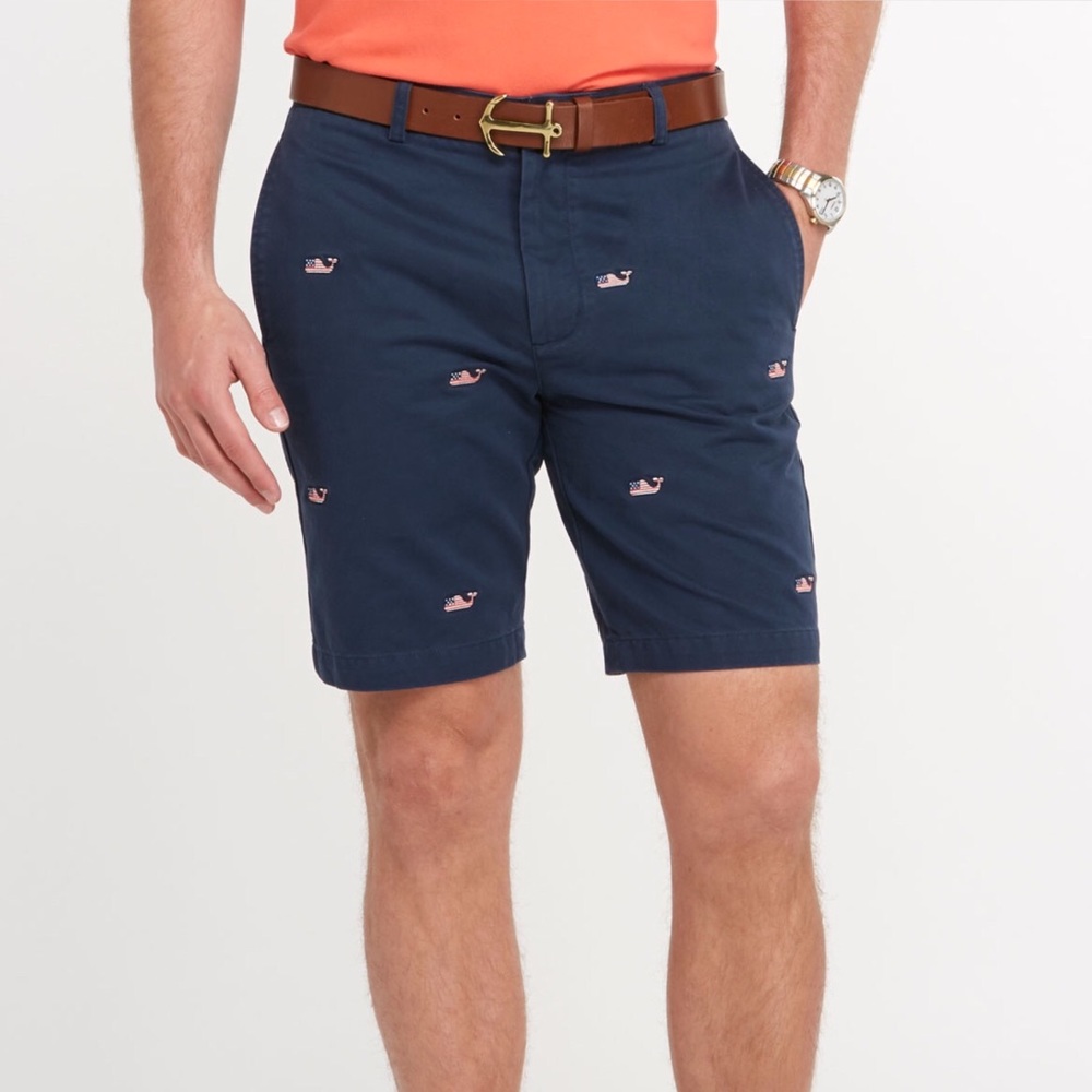 9 Inch Flag Whale Embroidered Breaker Shorts